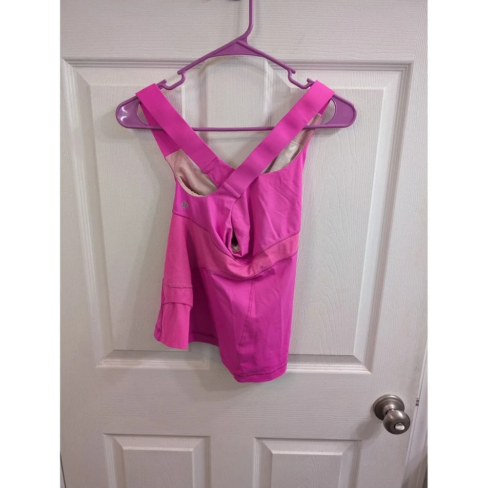 Lululemon Push Your Limits Tank Top Womens‎ Pink Activewear Bra Mesh - Size 4